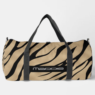 Golden Zebra Stripes Muster Duffle Bag