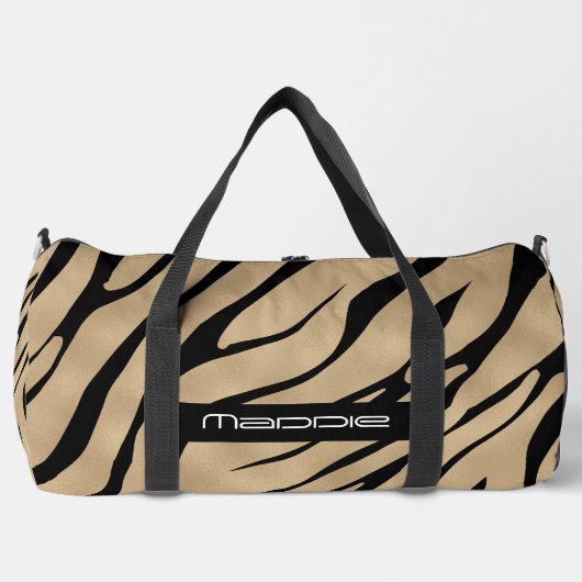 Golden Zebra Stripes Muster Duffle Bag (Vorderseite)