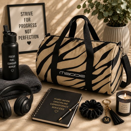Golden Zebra Stripes Muster Duffle Bag
