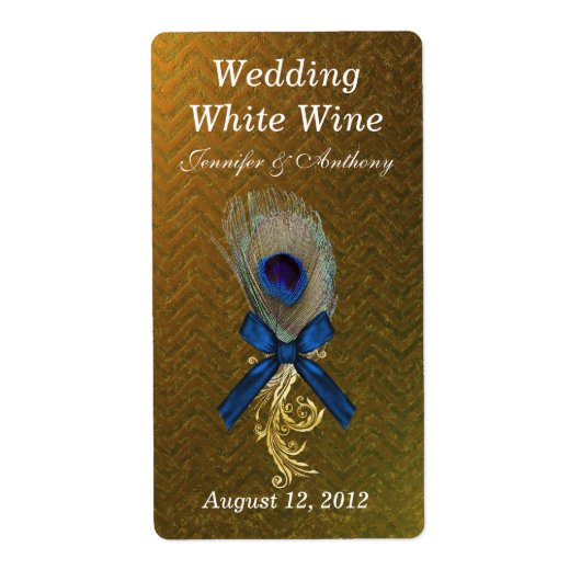 Golden Zickzack Peacock Feather Wedding Mini Wein (Vorne)