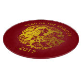 Golden Zodiac 2017 Rooster Year Cutting Board Schneidebrett (Ecke)