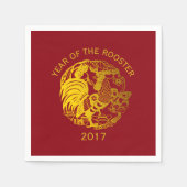 Golden Zodiac 2017 Rooster Year Paper Serviette (Vorderseite)