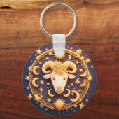 Golden Zodiac Aries Symbol Schlüsselanhänger (Vorderseite)