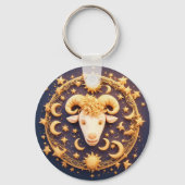 Golden Zodiac Aries Symbol Schlüsselanhänger (Rückseite)