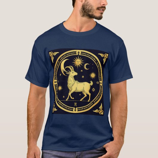 Golden Zodiac Capricorn Design T-Shirt (Vorderseite)