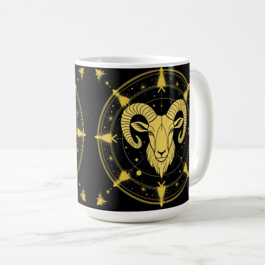 Golden Zodiac Symbol der Sterne Kaffeetasse (VorderseiteRechts)