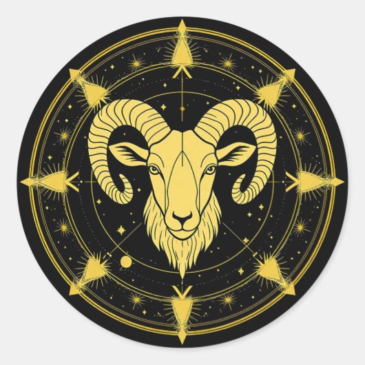 Golden Zodiac Symbol der Sterne Runder Aufkleber (Vorderseite)