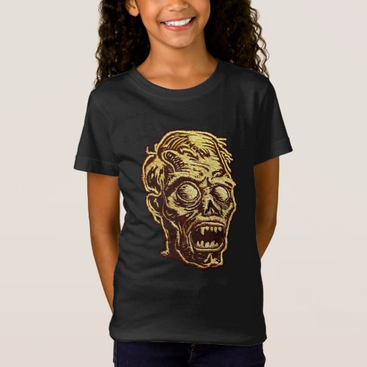 Golden Zombie Stickerei Abzeichen Kunst, Dichtung T-Shirt (Vorderseite)