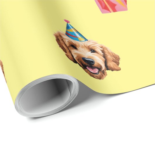 Goldendoodle 2 Birthday Wrapping Paper Geschenkpapier (Rolleneckpunkt)