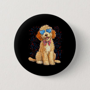 Goldendoodle 4. Juli Patriotischer Golden Doodle D Button