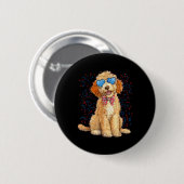 Goldendoodle 4. Juli Patriotischer Golden Doodle D Button (Vorne & Hinten)