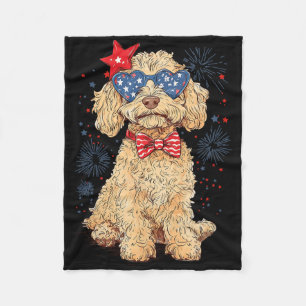 Goldendoodle 4. Juli Patriotischer Golden Doodle D Fleecedecke