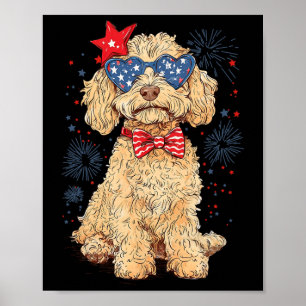 Goldendoodle 4. Juli Patriotischer Golden Doodle D Poster