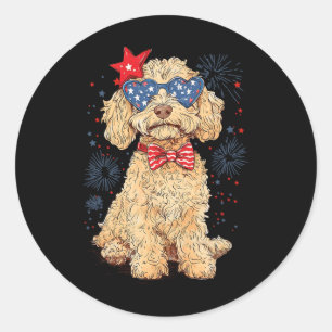Goldendoodle 4. Juli Patriotischer Golden Doodle D Runder Aufkleber