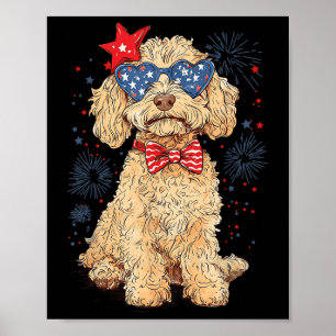 Goldendoodle 4. Juli Patriotisches Goldenes Doodle Poster