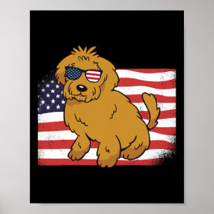 Goldendoodle American Flag 4. Juli USA Lustiger Hu Poster