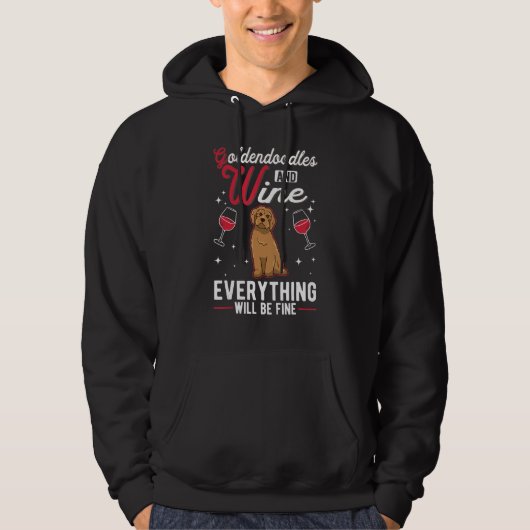 Goldendoodle And Wine Hoodie (Vorderseite)