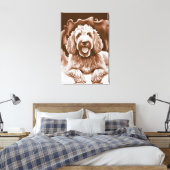 Goldendoodle Art "Happy Dog" Warme neutrale Farben Leinwanddruck (Insitu (Schlafzimmer))