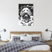 Goldendoodle Art Schwarz-weiß Sketch "Happy Dog" Leinwanddruck (Insitu (Schlafzimmer))