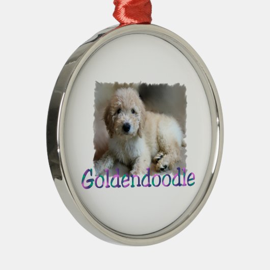 Goldendoodle Art Silbernes Ornament (Rechts)