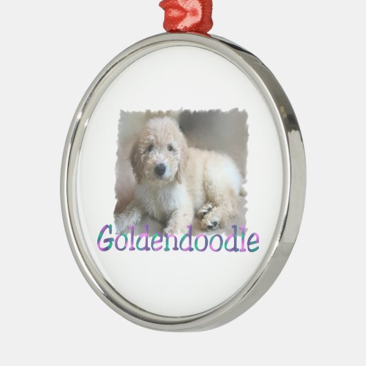 Goldendoodle Art Silbernes Ornament (Links)