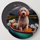 Goldendoodle auf dem Paddle: Ein Landschaftliches Button (Vorne & Hinten)