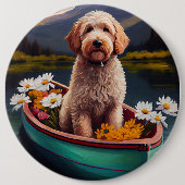 Goldendoodle auf dem Paddle: Ein Landschaftliches Button (Vorderseite)