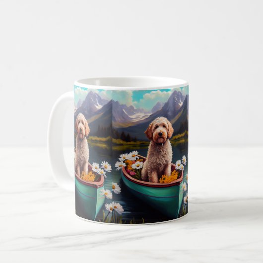 Goldendoodle auf dem Paddle: Ein Landschaftliches Kaffeetasse (Vorderseite Links)