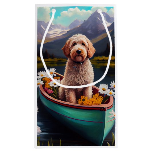 Goldendoodle auf dem Paddle: Ein Landschaftliches Kleine Geschenktüte (Rückseite)