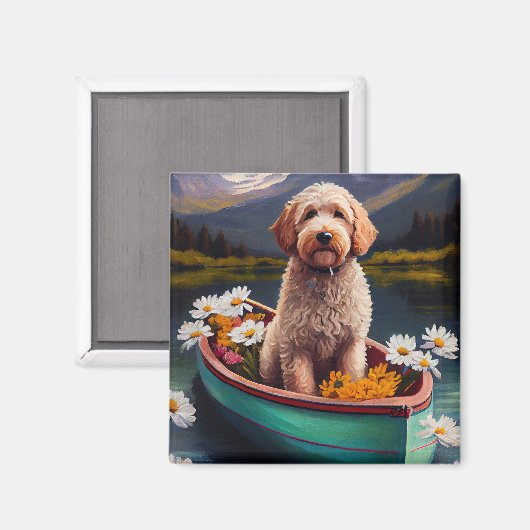 Goldendoodle auf dem Paddle: Ein Landschaftliches Magnet (Vorderseite/Rückseite)