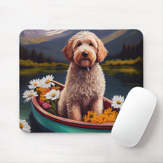 Goldendoodle auf dem Paddle: Ein Landschaftliches Mousepad (Mit Mouse)