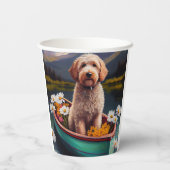 Goldendoodle auf dem Paddle: Ein Landschaftliches Pappbecher (Rückseite)