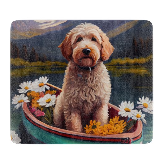 Goldendoodle auf dem Paddle: Ein Landschaftliches  Schneidebrett (Vorderseite)