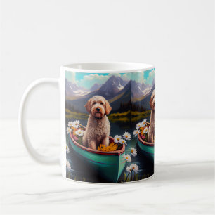 Goldendoodle auf einem Paddel: Ein landschaftliche Kaffeetasse