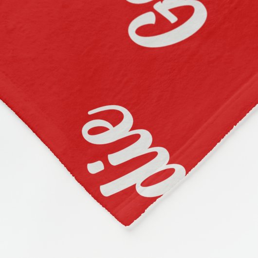 Goldendoodle auf Red mit Name Christmas Dog Fleecedecke (Ecke)