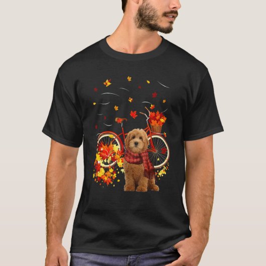 Goldendoodle Bike Autumn Dog Leaf Fall Fall Y'all T-Shirt (Vorderseite)