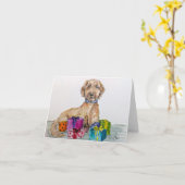 Goldendoodle Birthday Card Karte (Gelbe Blume)