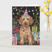 Goldendoodle Birthday Karte (Gelbe Blume)