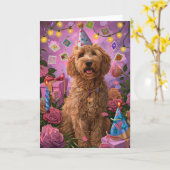 Goldendoodle Birthday Karte (Gelbe Blume)