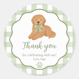 Goldendoodle Birthday Party Favor Thank You Runder Aufkleber