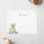 Goldendoodle Blue Hydrangea Personalisiert Mitteilungskarte (Vorderseite/Rückseite Beispiel)
