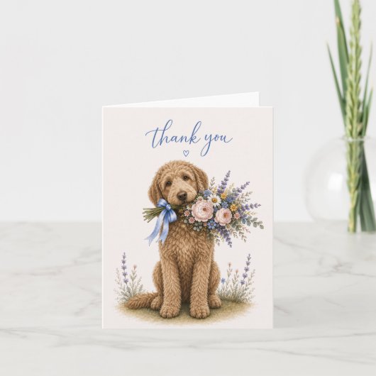Goldendoodle-Blumenstrauß Danke (Vorderseite)