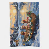 Goldendoodle Christmas Boat Holiday Geschirrtuch (Vertikal)