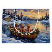 Goldendoodle Christmas Boat Holiday Große Geschenktüte (Vorderseite)