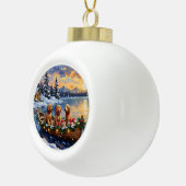 Goldendoodle Christmas Boat Holiday Keramik Kugel-Ornament (Rechts)