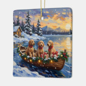 Goldendoodle Christmas Boat Holiday Keramikornament (Links)