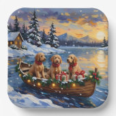Goldendoodle Christmas Boat Holiday Pappteller (Vorderseite)
