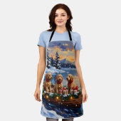 Goldendoodle Christmas Boat Holiday Schürze (Getragen)