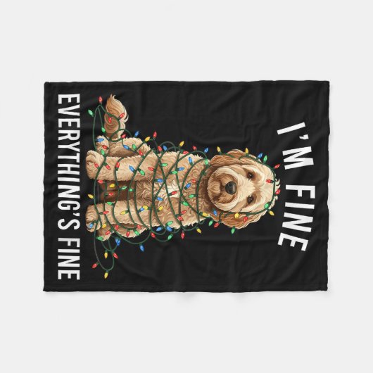 Goldendoodle Christmas I'm Fine Everything Is Fine Fleecedecke (Vorderseite (Horizontal))