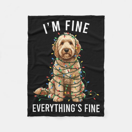Goldendoodle Christmas I'm Fine Everything Is Fine Fleecedecke (Vorderseite)